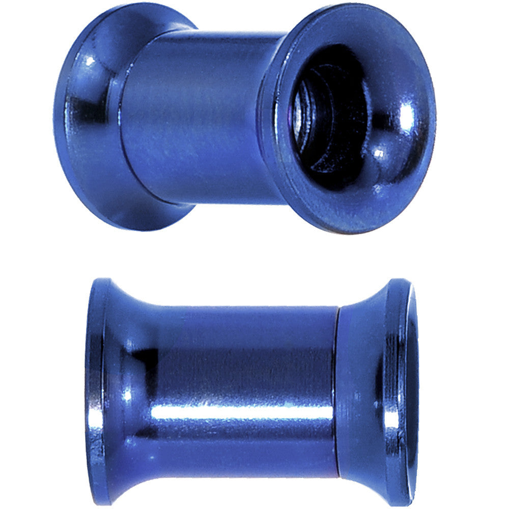 2G Blue Anodized Titanium Steel Screw Fit Tunnel Plug Set