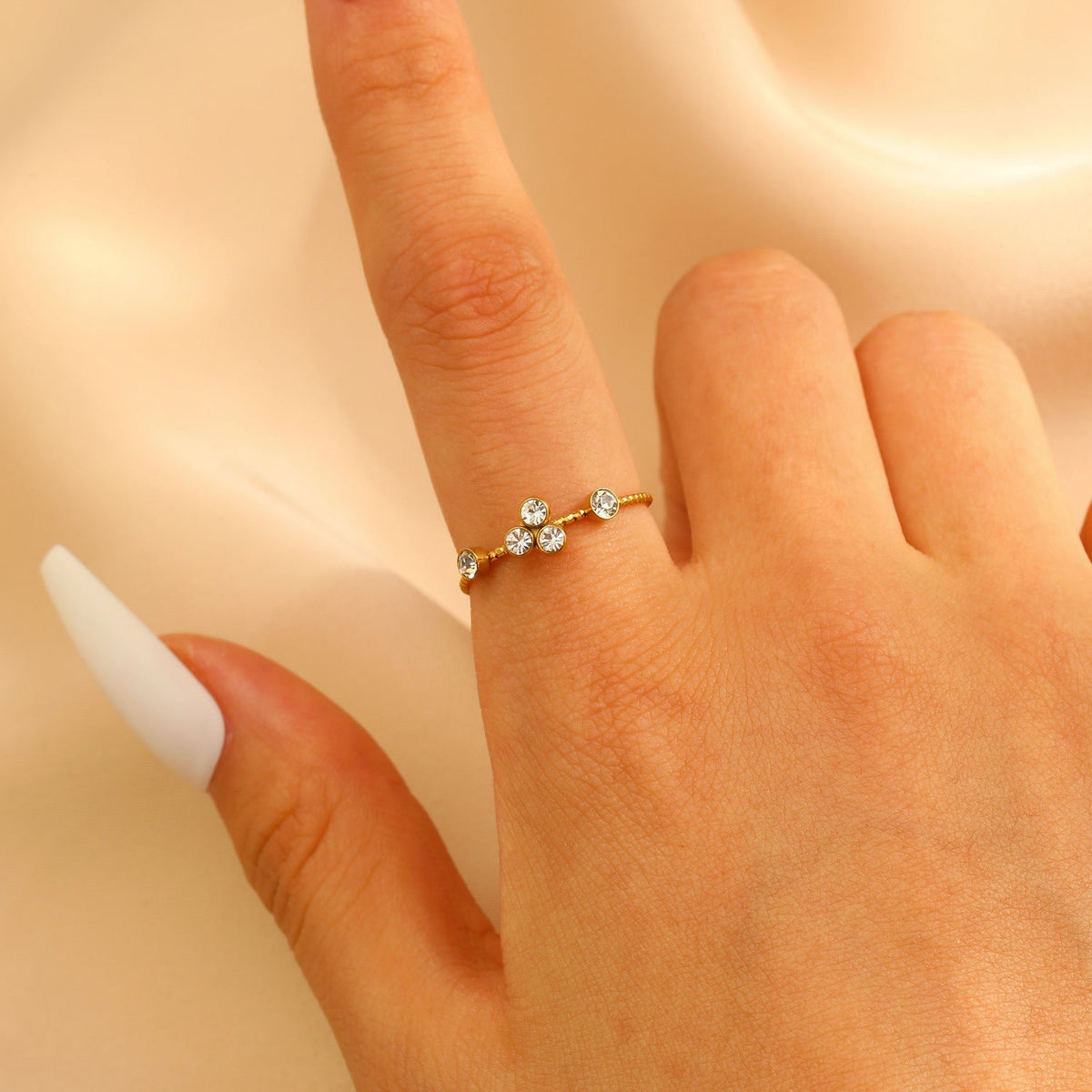 Stainless Steel Zircon Line Ring