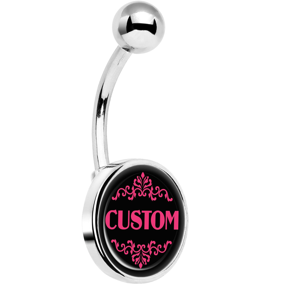 Custom Pink Personalized Name Belly Ring