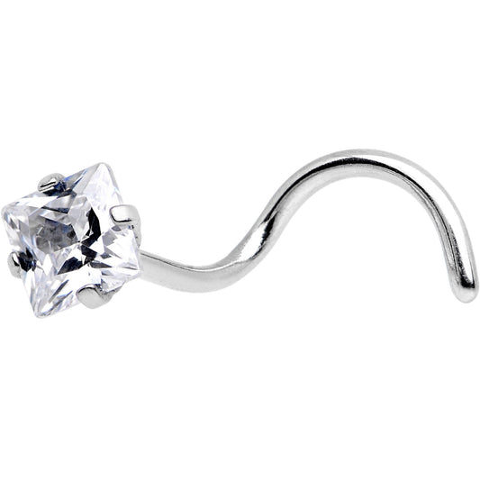 20G Clear CZ Gem Raised Rhombus Left Nose Screw