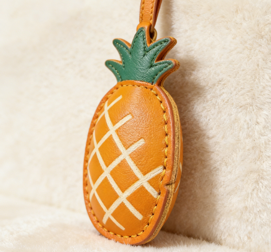 Handmade Pineapple Leather Bag Charm