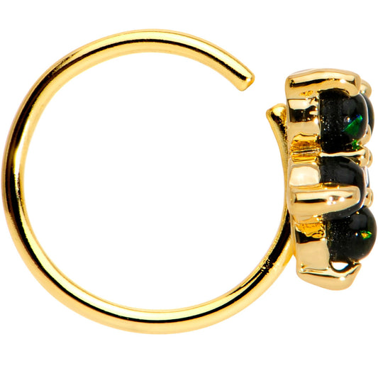 20G Clear CZ Green Faux Opal Gold Tone Flower Circular Ring