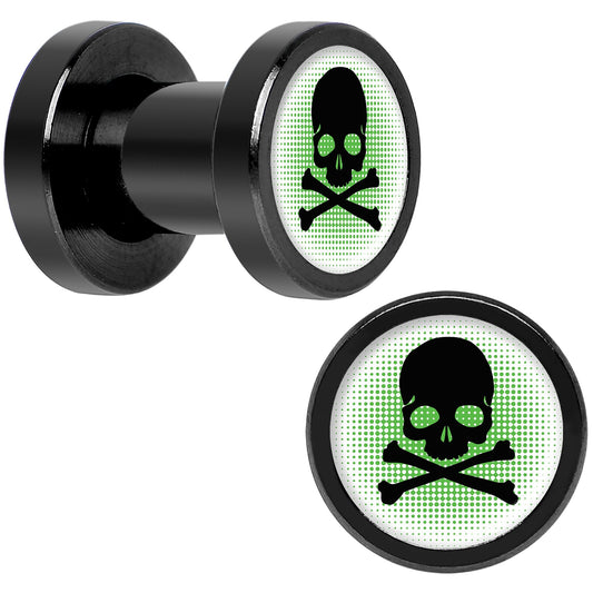 Green Black Skull Black Anodized Screw Fit Plug Set 4G