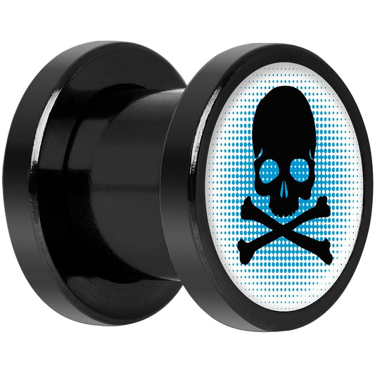 Blue Black Skull Black Anodized Screw Fit Plug Set 0G