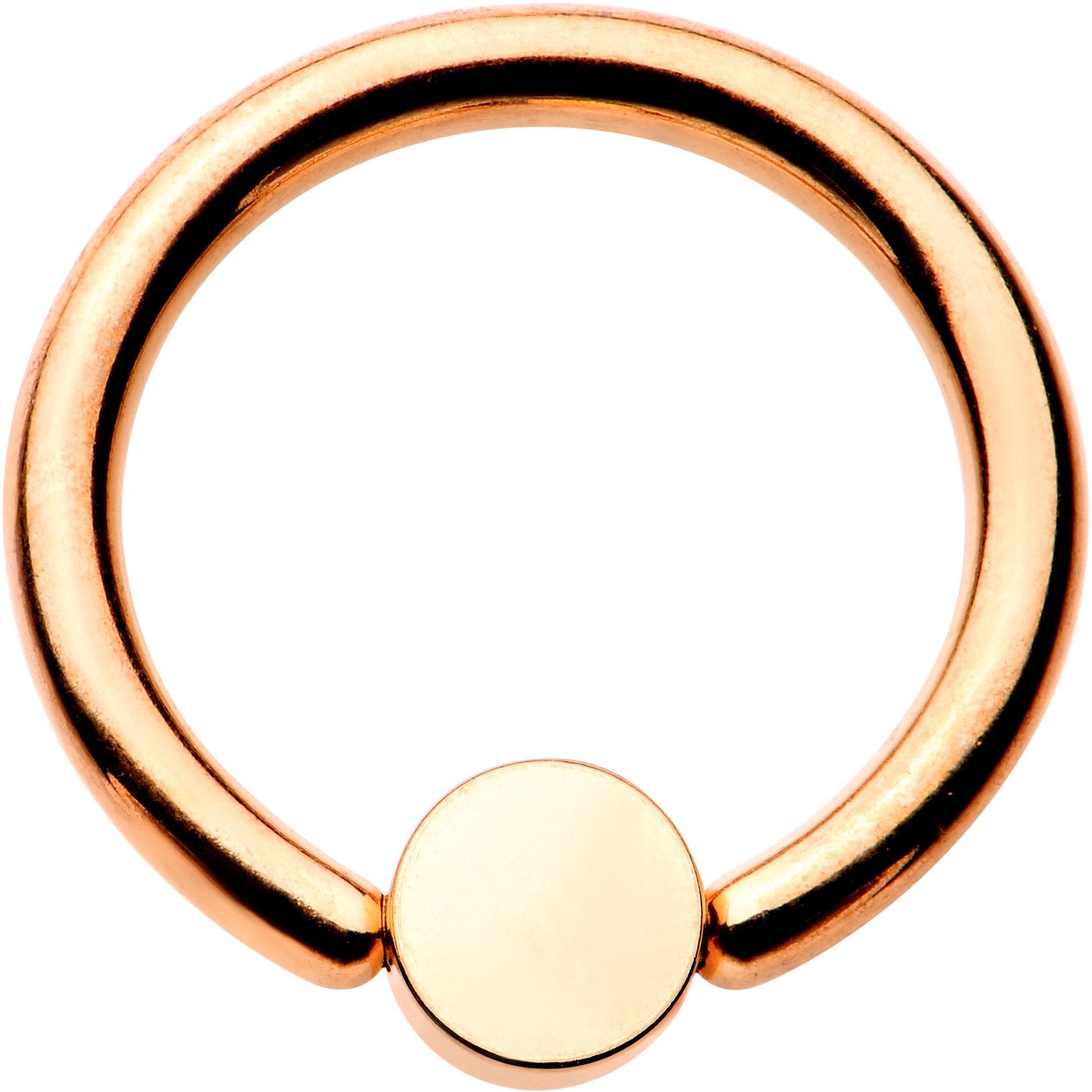 14G 3/8 Aqua Faux Opal Rose Gold IP BCR Captive Ring