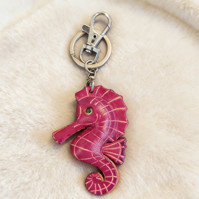 Handmade Seahorse Leather Keychain