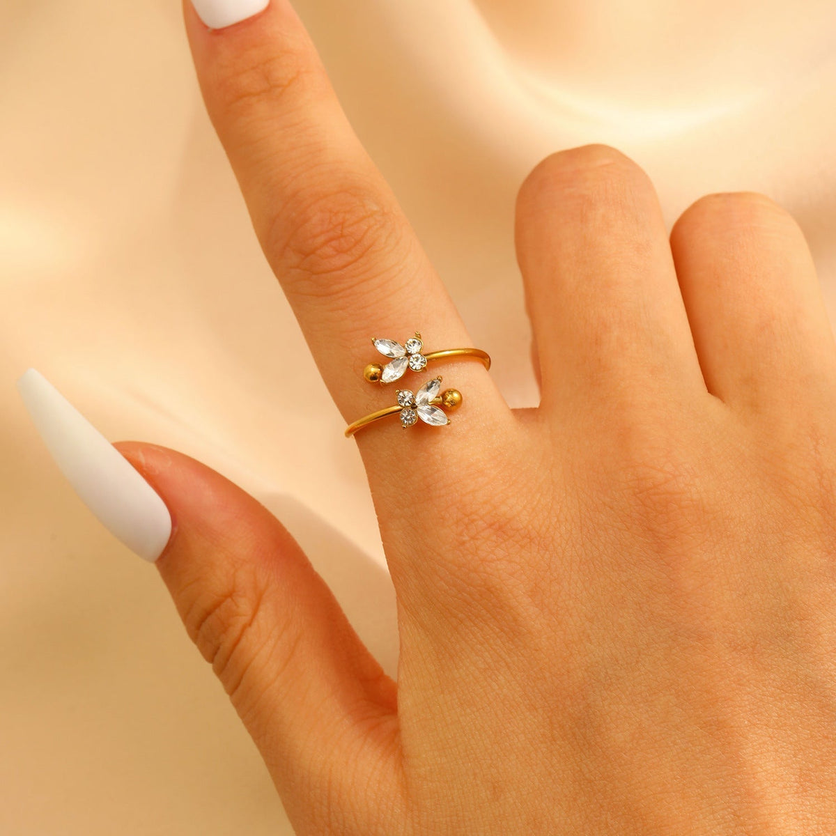 Stainless Steel Zircon Line Ring