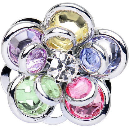 0G Pastel Rainbow Gem Petals Blooming Flower Plug Set of 2