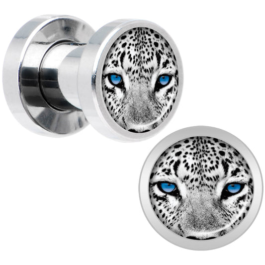 Black White Leopard Eyes Steel Screw Fit Plug Set 4G